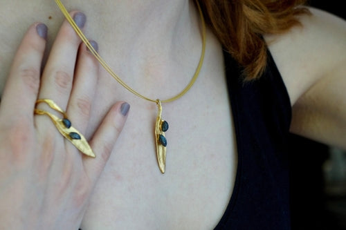 Nature-Inspired Olive Leaf Necklace, Gold & Silver (Adjustable Chain)