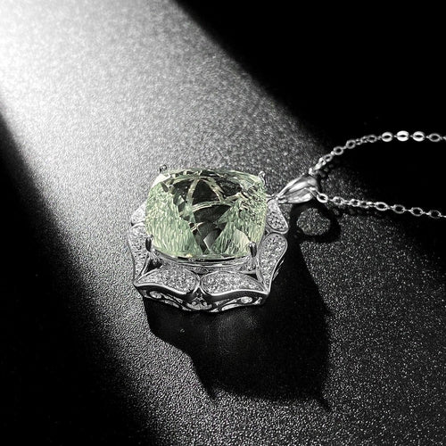 Luxury Sweater Chain Femininity S925 Silver Set Large Natural Green