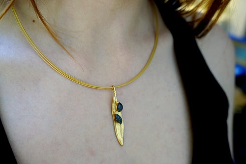 Nature-Inspired Olive Leaf Necklace, Gold & Silver (Adjustable Chain)