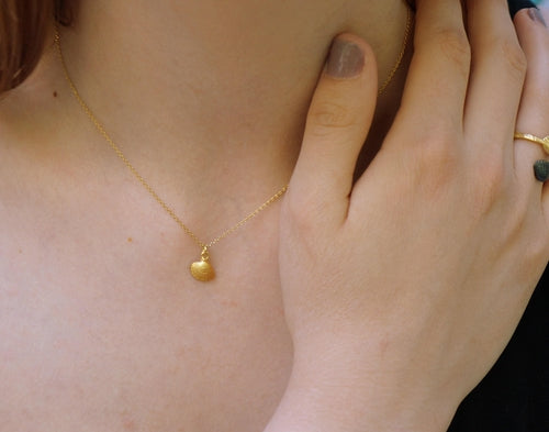 Seashell Pendant Necklace: Natural Silver Shell - Sterling Chain
